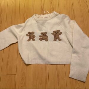 🧸 The Vintage Shop | Teddy Bear Knit Cropped Sweater - Small